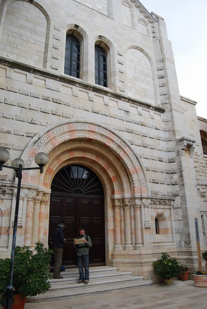 Dormition Abbey, mount Zion: entrance on the west side