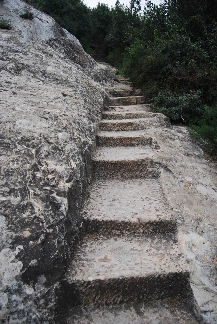 Hewn stairs on the path to Elijah's cave