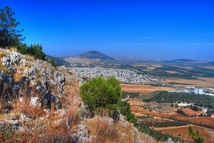 Mt Precipice - view of Mt Tabor and Jezreel valley