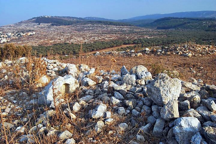 Tell Ya'anin: Biblical Ne'iel - the summit; view towards the east
