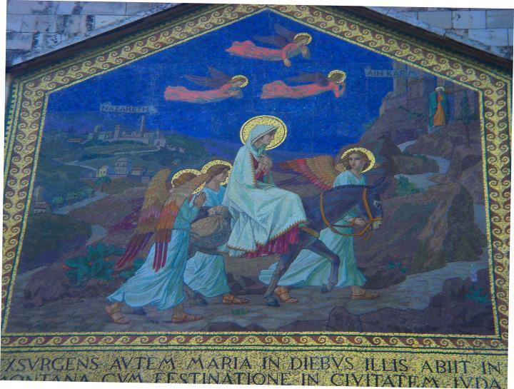 Visitation church: mosaic on the front of the church