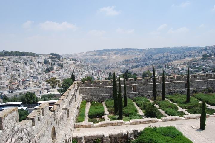 View from the Crusaders tower towards the Kidron valley.